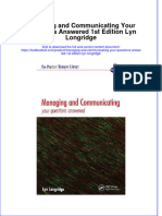 Textbook Managing and Communicating Your Questions Answered 1St Edition Lyn Longridge Ebook All Chapter PDF