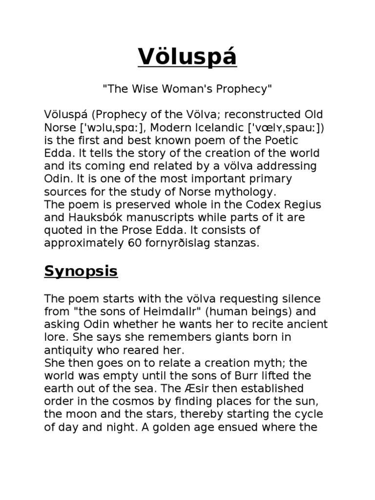 Völuspá: The Norse Creation Prophecy | PDF | Norse Paganism | Germanic ...
