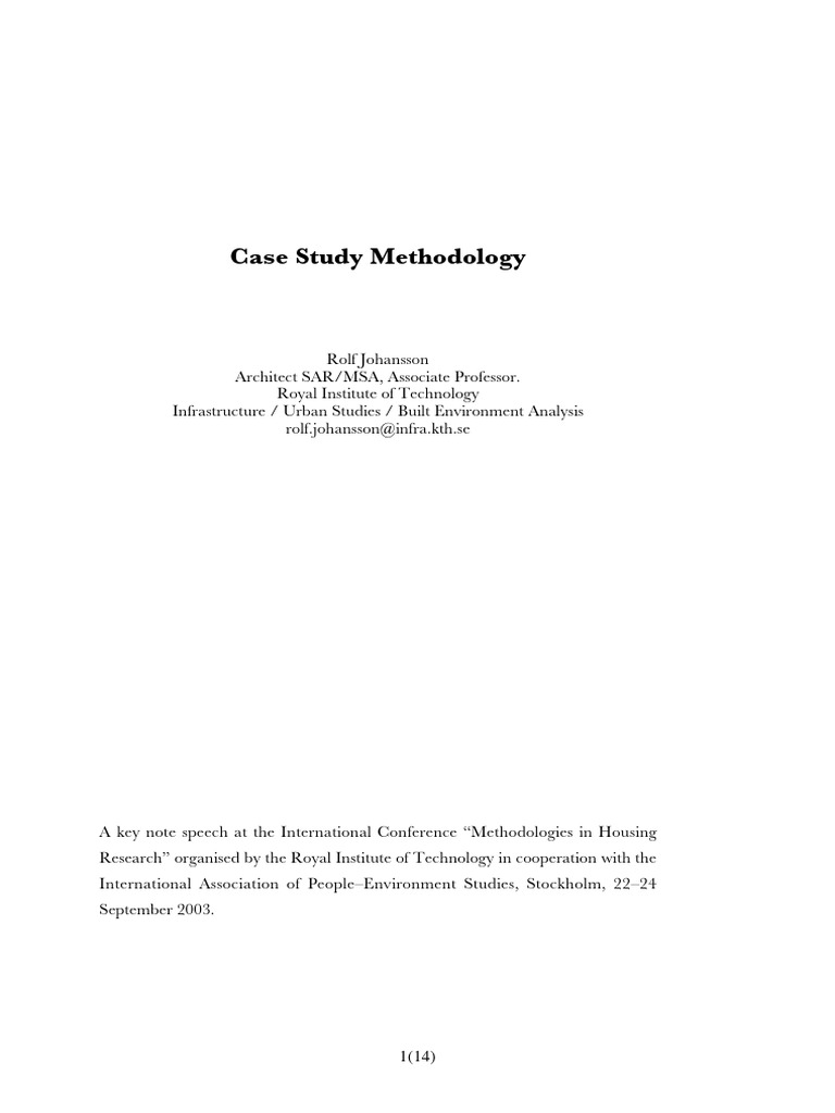 Case study methodology pdf methodology case study