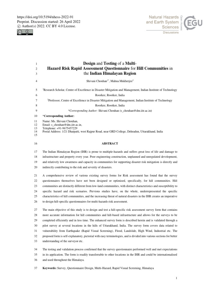 Multi-Hazard Risk Assessment for Himalayas | PDF | Risk | Natural Disasters