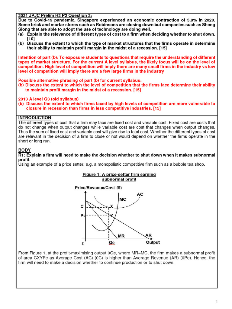 Market Structures and Firm Shutdown Decisions | PDF | Profit (Economics ...