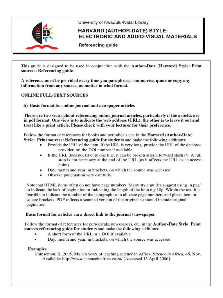 Harvard author date style guide electronic sources 2018 pdf