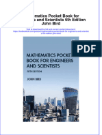 PDF Mathematics Pocket Book For Engineers and Scientists 5Th Edition John Bird Ebook Full Chapter