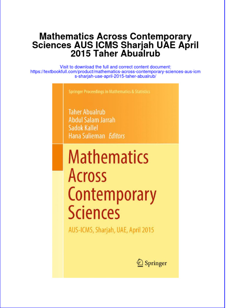 Textbook Mathematics Across Contemporary Sciences Aus Icms Sharjah Uae April 2015 Taher Abualrub