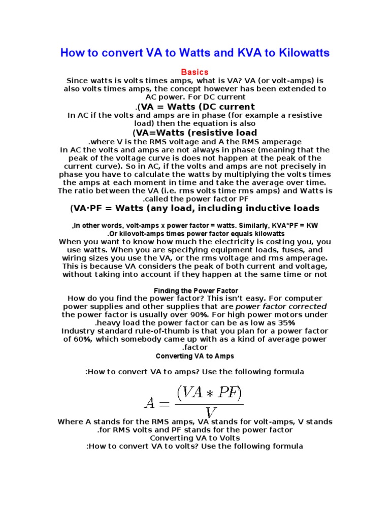 A Comprehensive Guide to Converting Between VoltAmps (VA), Watts