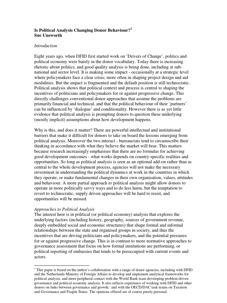 Impact of Political Analysis on Donor Behavior | PDF | Governance | Aid ...