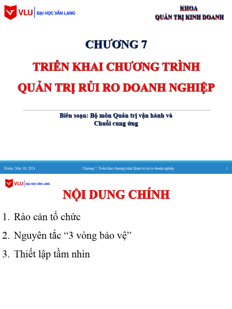 Chương 7 - Triển Khai Chương Trình Quản Trị Rủi Ro Doanh Nghiệp | PDF