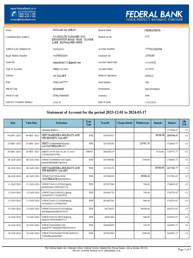 Bank Statement for Account Holders | PDF | Personal Finance | Service ...