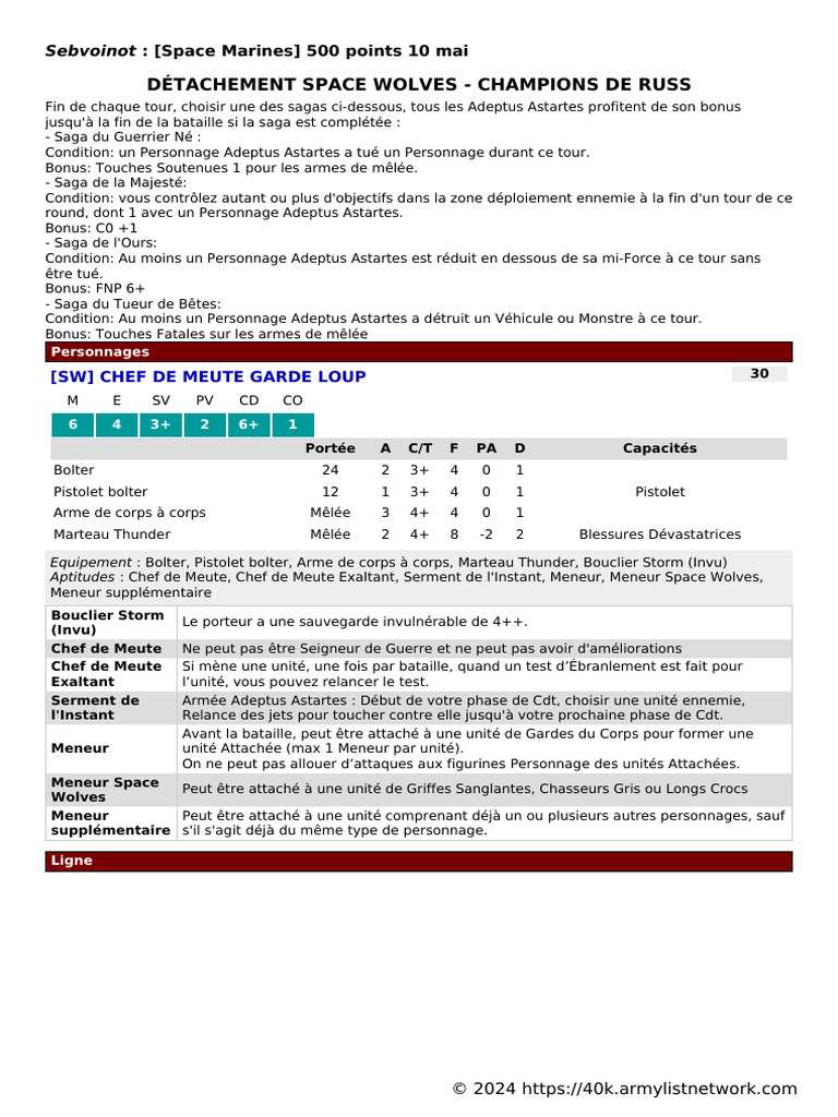 Détachement Space Wolves : 500 points | PDF | Histoire