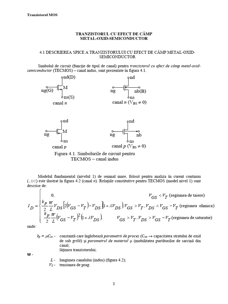 Lab4 - Tranzistorul MOS | PDF
