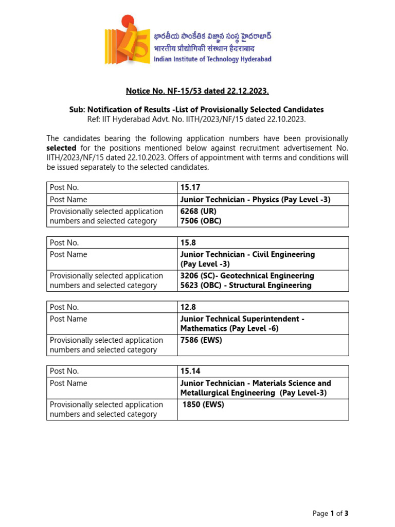 NF15-Notice No. 53 | PDF | Physical Sciences | Engineering