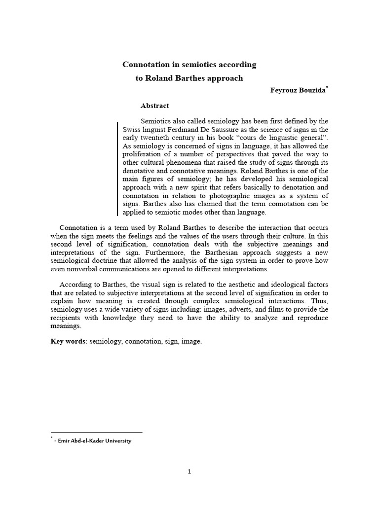 Communication in Semiotic According to Roland Barthes Approach | PDF ...
