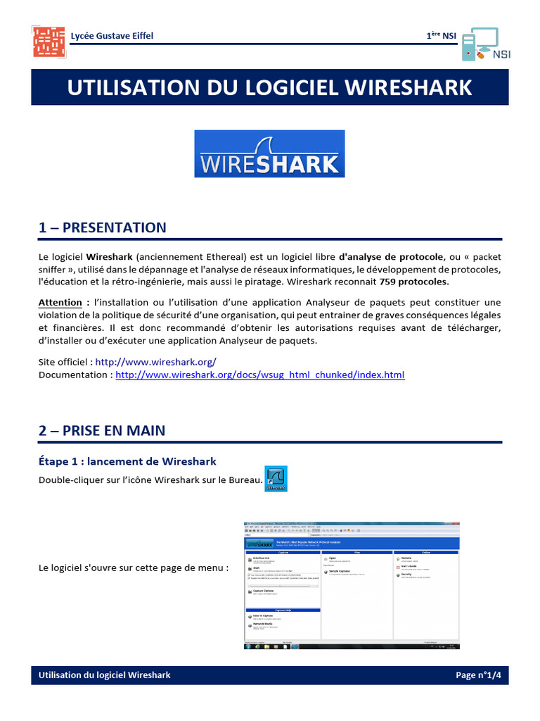 Guide d'utilisation de Wireshark | PDF | Ethernet | Interface graphique
