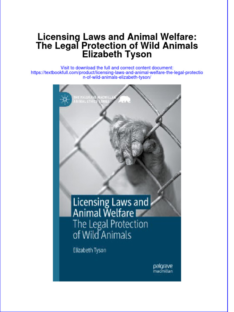 Full Chapter Licensing Laws and Animal Welfare The Legal Protection of