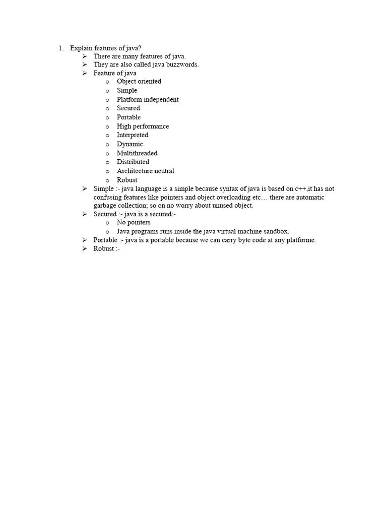 Explain Features of Java | PDF