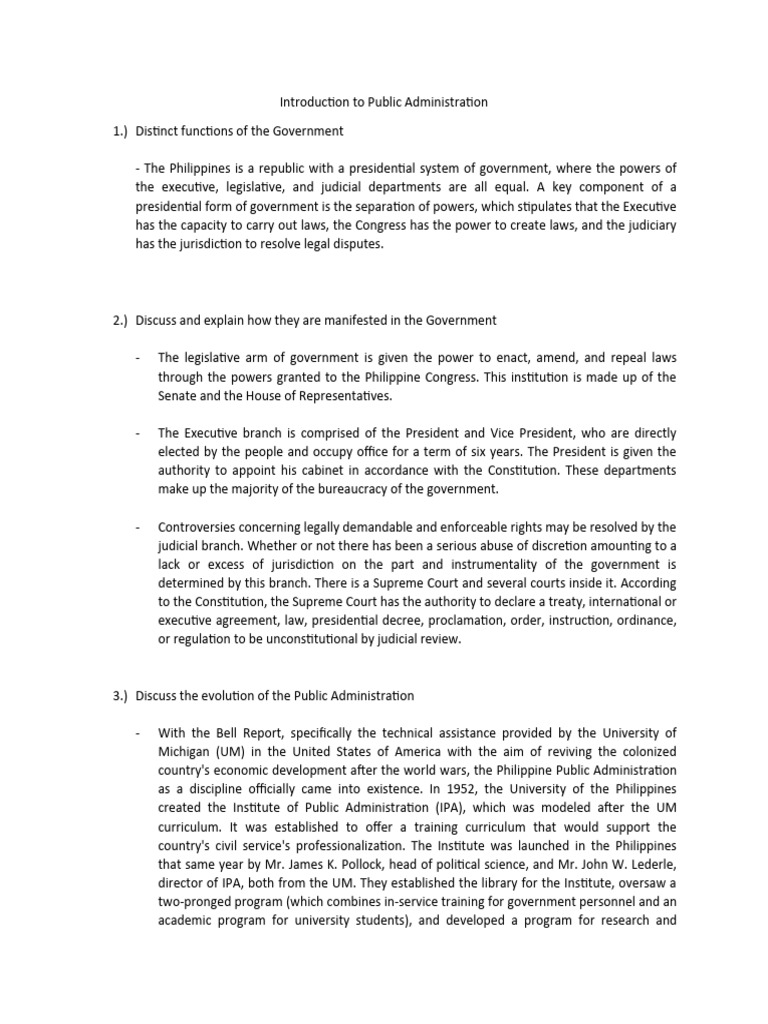 Overview of Philippine Public Administration | PDF | Presidents Of The ...