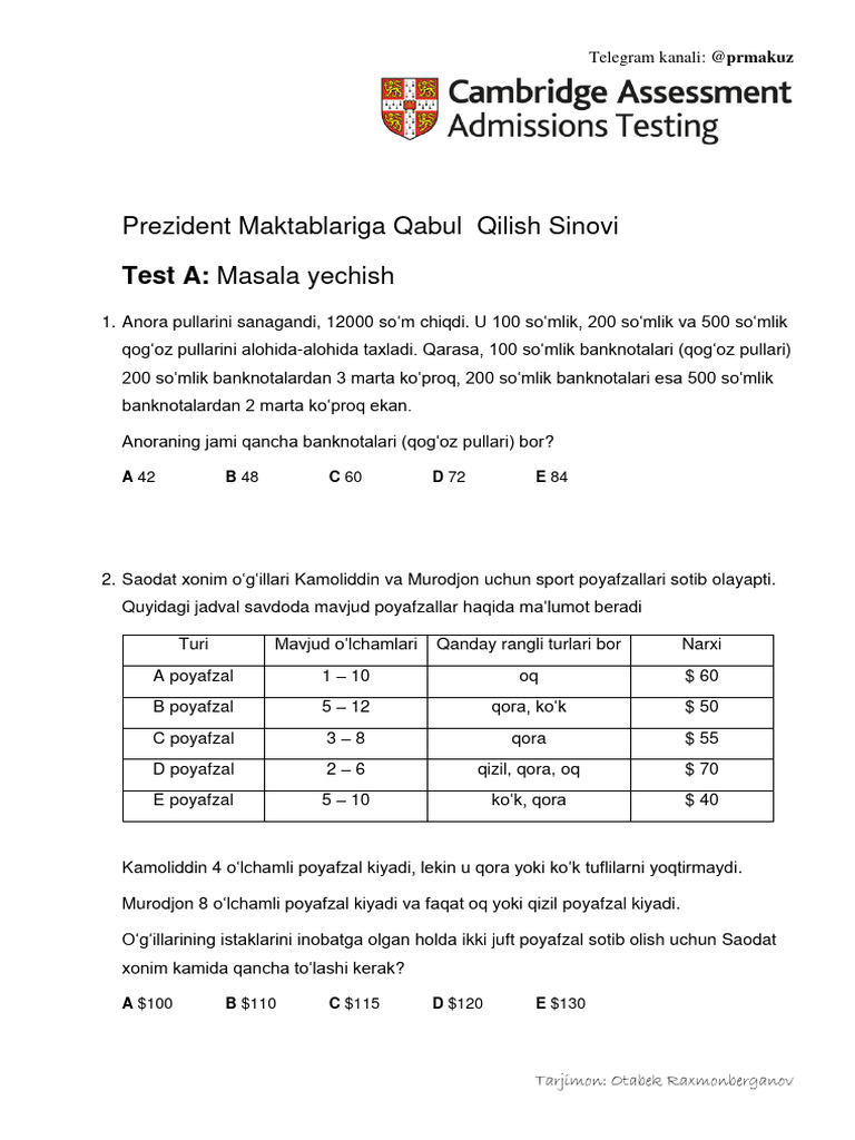 Test A | PDF