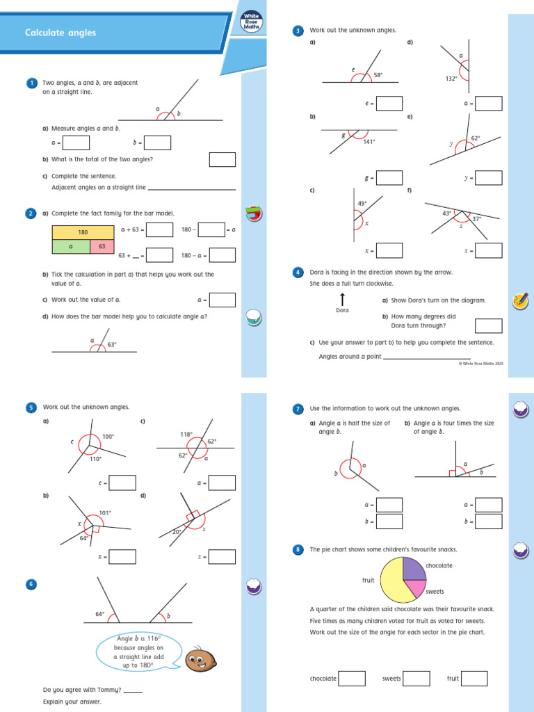 Calculate Unknown Angles and Turns | PDF | Angle | Pie Chart