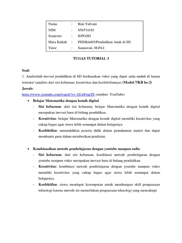 Inovasi Pendidikan dan Hak Anak SD | PDF