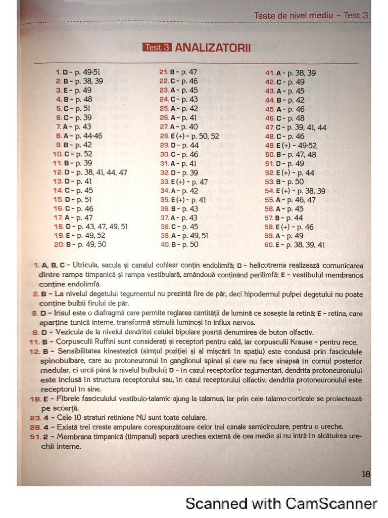 Răspunsuri Analizatorii | PDF