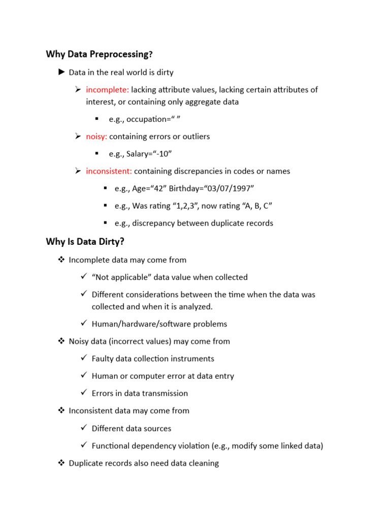 Why Data Preprocessing | PDF | Data | Data Warehouse