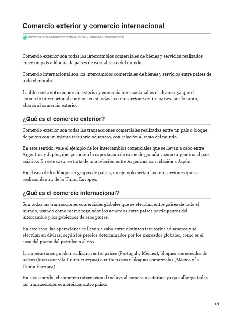 Comercio Exterior y Comercio Internacional | PDF | El comercio ...