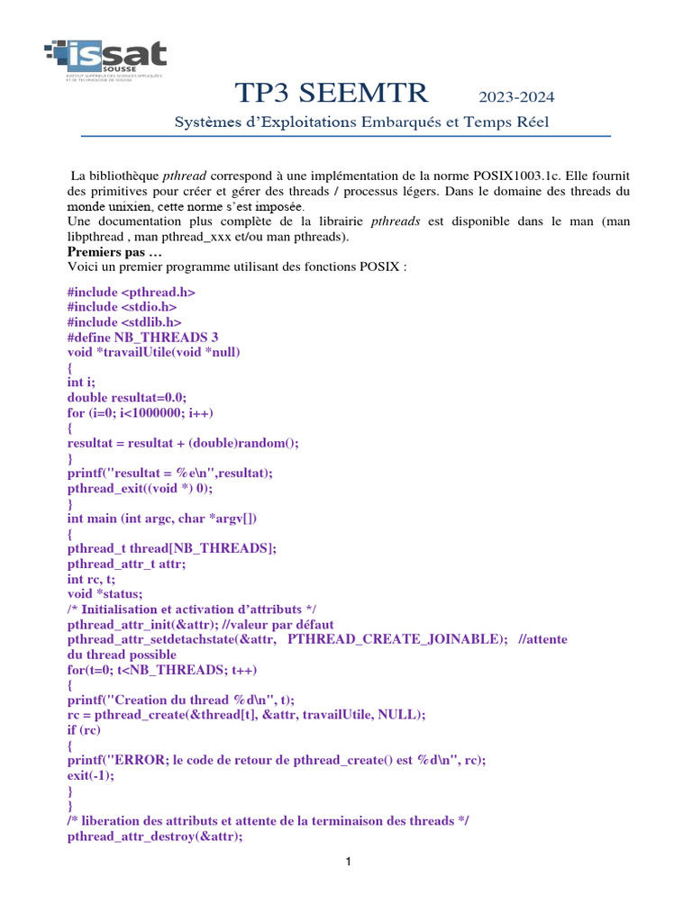 Programmation avec Pthreads en C | PDF | Thread (informatique ...