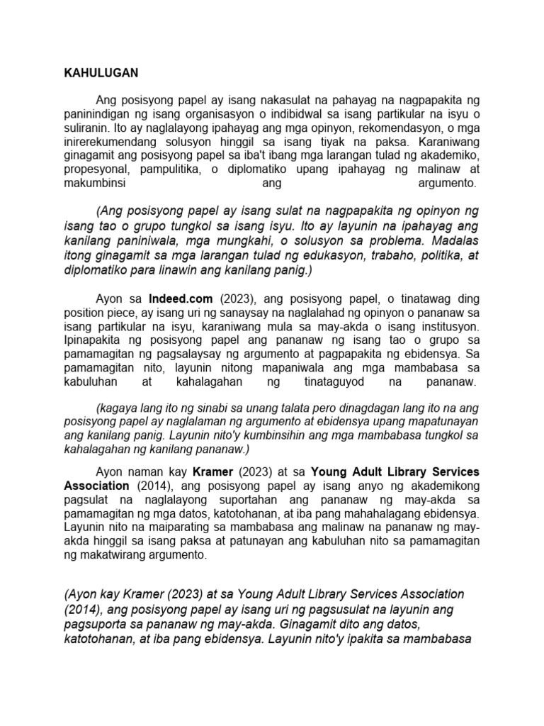 Script Posisyong Papel | PDF