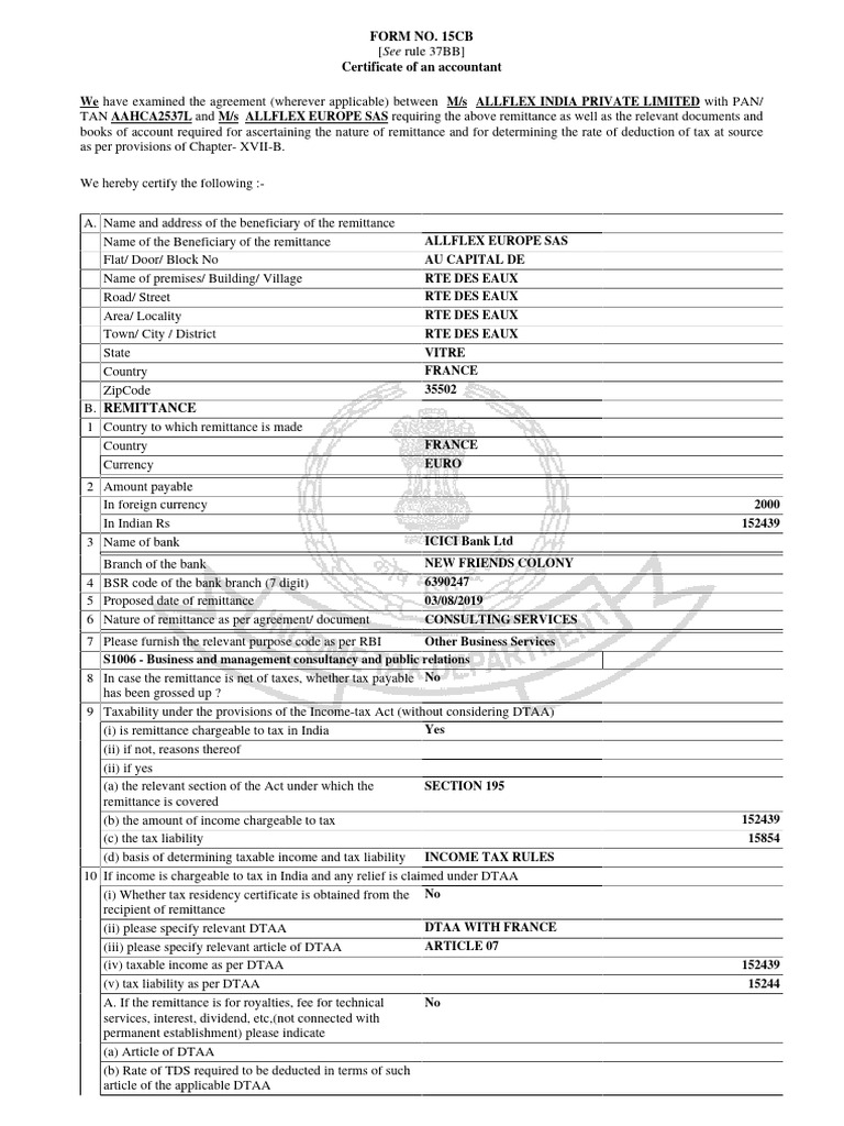 Form 15CA and 15CB Overview | PDF | Capital Gains Tax | Income Tax