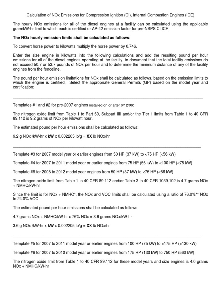 Calculo para Diesel Ignition Compressiom PDF N Ox Exhaust Gas