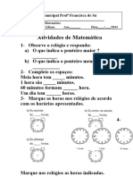 ATIVIDADE DE MATEMATICA SOBRE AS HORAS - 3 ANO (1)