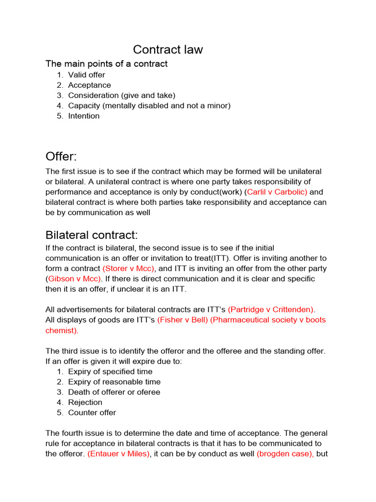 Contract Law | PDF | Misrepresentation | Breach Of Contract