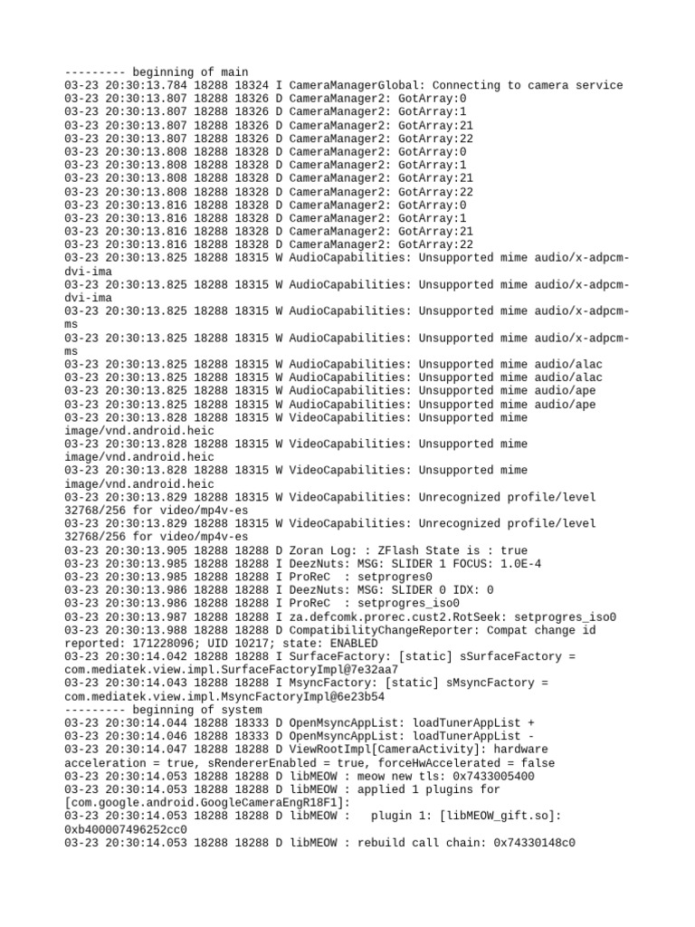 Camera Service Connection Log Details | PDF | Computing | Software ...