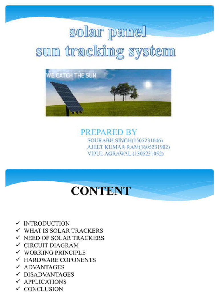 SUN Tracking Solar Panel Presentation | PDF
