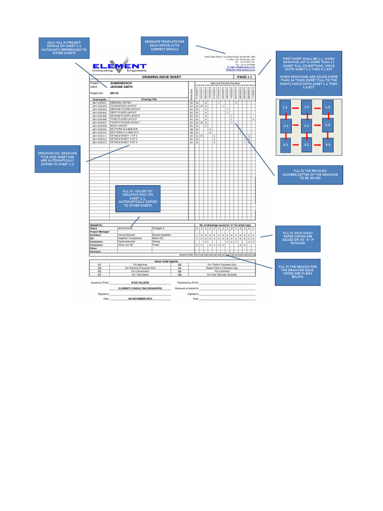 Drawing Register and Issue Sheet Template | PDF