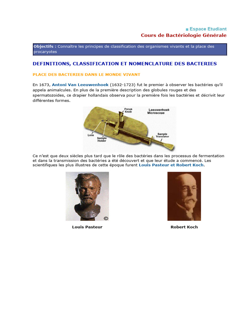 Cours de Bactériologie Générale | PDF | Prokaryota | Bactérie