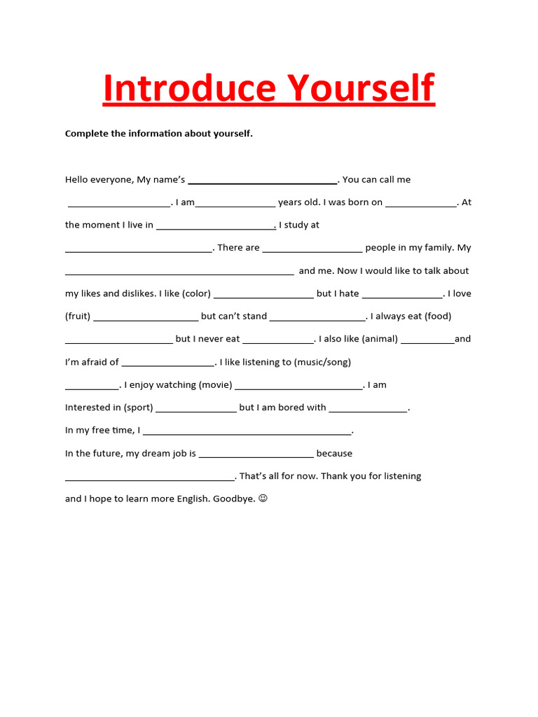 Personal Introduction Template | PDF