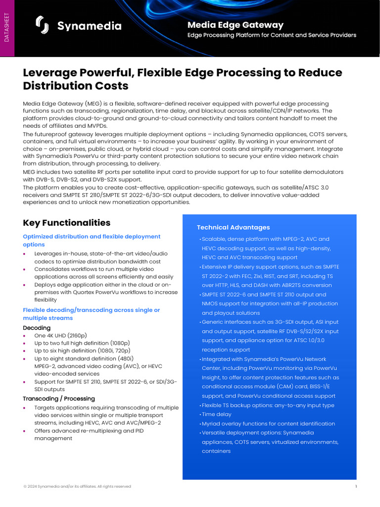 Media Edge Gateway: Edge Processing Solutions | PDF | Cloud Computing ...