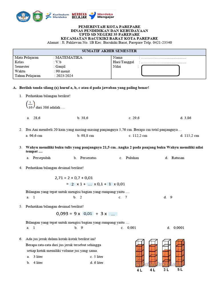 Sas Matematika | PDF | Metode & Bahan Ajar | Griya & Taman