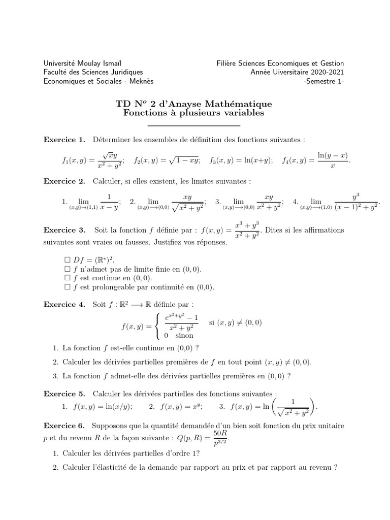 Analyse Mathématique des Fonctions | PDF | Mathématiques | Analyse ...
