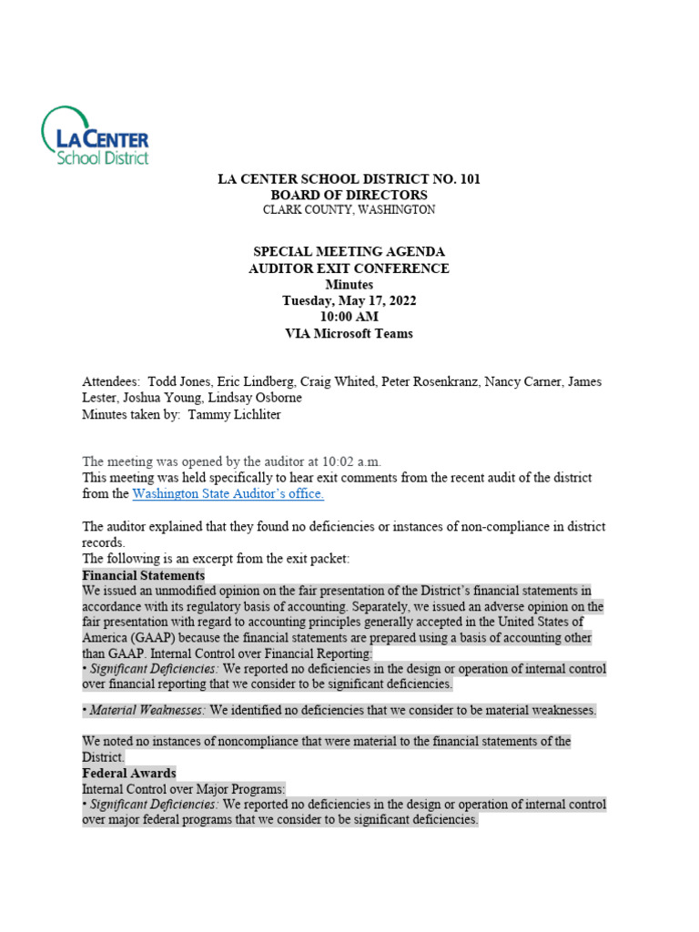 2.1C May 17 Exit Conference Minutes | PDF | Accounting | Financial ...