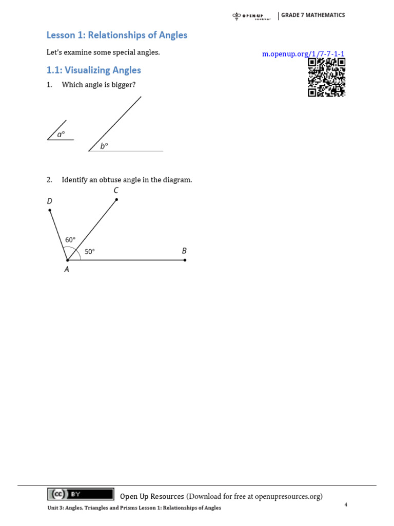 Understanding Angles in Grade 7 Math | PDF | Triangle | Angle