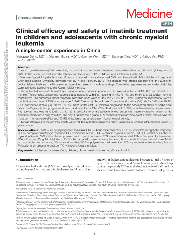 Clinical Efficacy and Safety of Imatinib Treatment.67 | PDF | Medicine ...