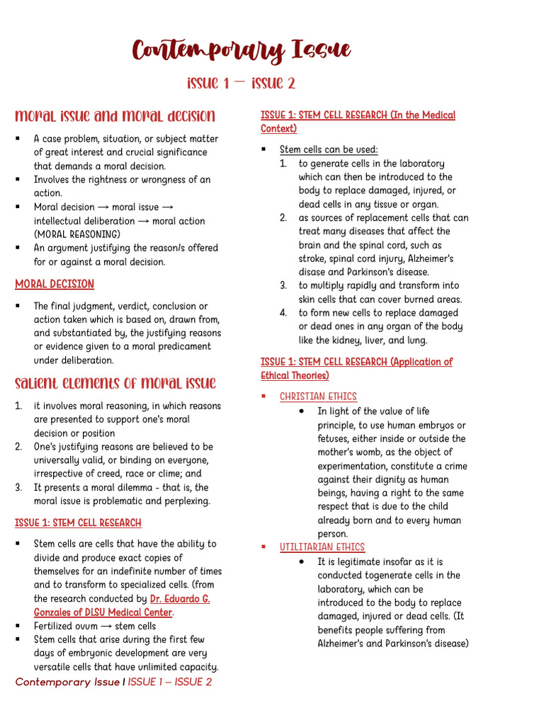 Moral Issue and Moral Decision 04.15.24 | PDF | Birth Control | Reason
