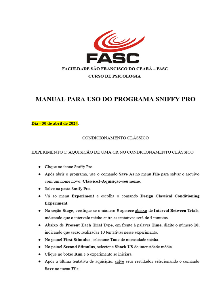 Manual do Sniffy Pro para Psicologia | PDF | Janela (informática)