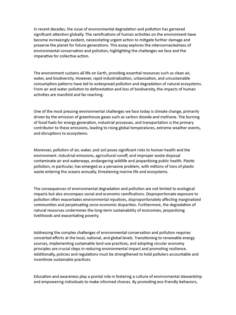 Environmental Conservation and Pollution | PDF | Sustainability | Pollution