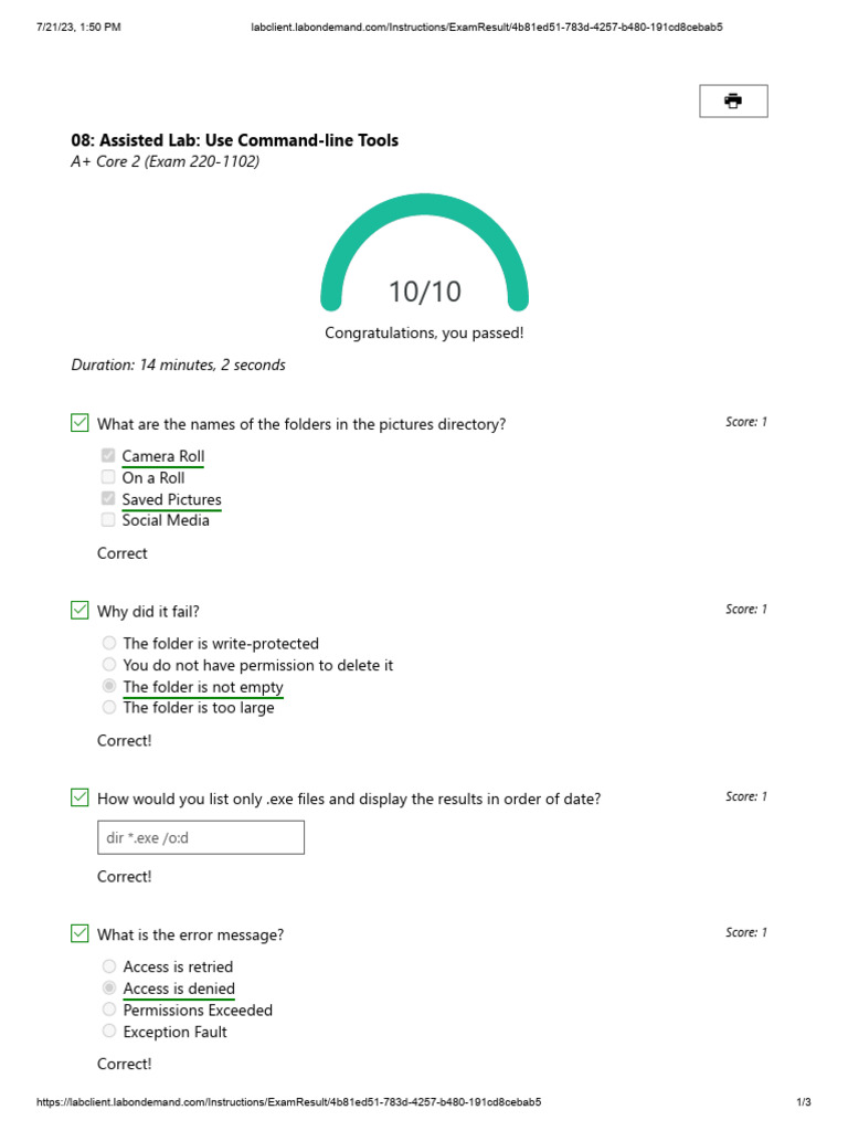 A+ Core 2 Exam Results Summary | PDF | Computer File | Directory ...