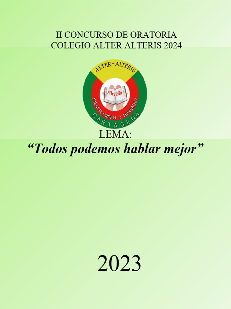 CONCURSO DE ORATORIA 2024 | PDF | Hablar en público | Comunicación humana