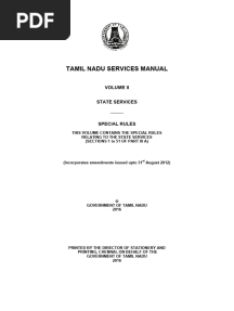 Tamilnadu Medical Service Special Rules