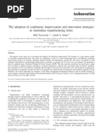 The adoption of continuous improvement and innovation strategies in Australian manufacturing firms